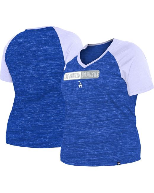 New Era Los Angeles Dodgers Plus Space Dye Raglan V-Neck T-shirt
