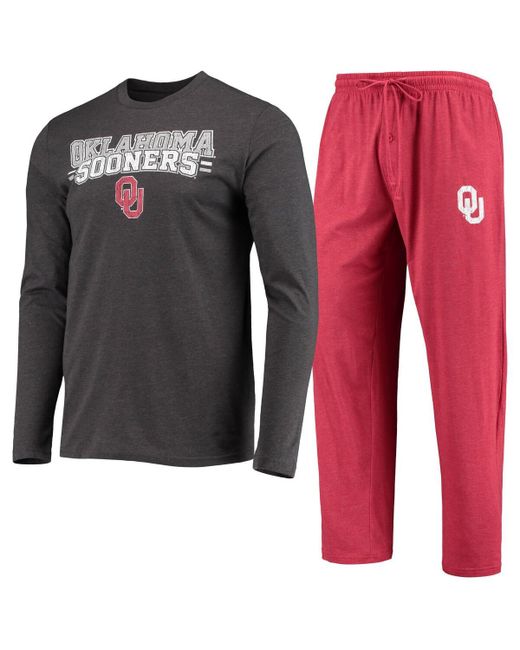 Concepts Sport and Heathered Charcoal Oklahoma Sooners Meter Long Sleeve T-shirt Pants Sleep Set