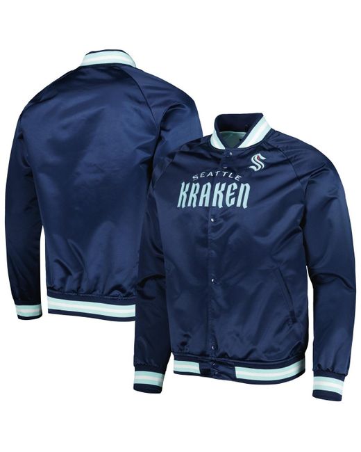 Mitchell & Ness Seattle Kraken Satin Full-Snap Varsity Jacket
