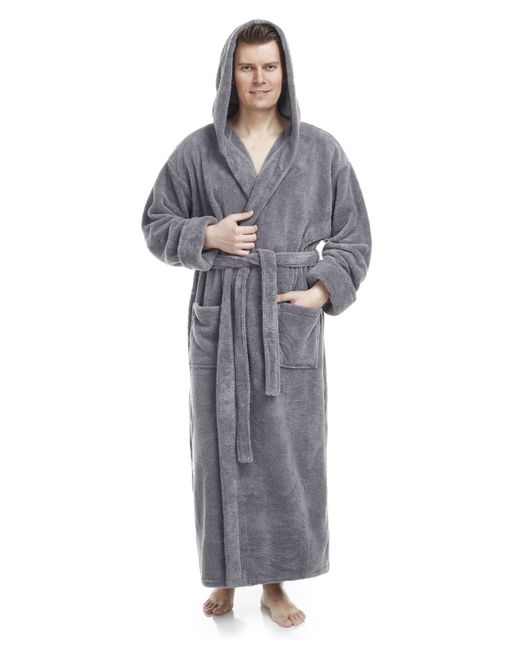 Arus Soft Fleece Robe Ankle Length Hooded Turkish Bathrobe