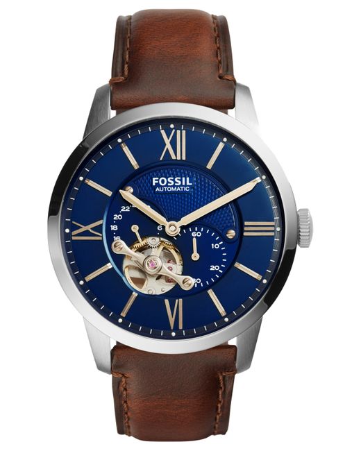 Fossil Automatic Chronograph Townsman Leather Strap Watch 44mm