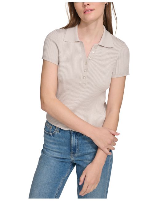 Calvin Klein Jeans Ribbed Short-Sleeve Polo Shirt
