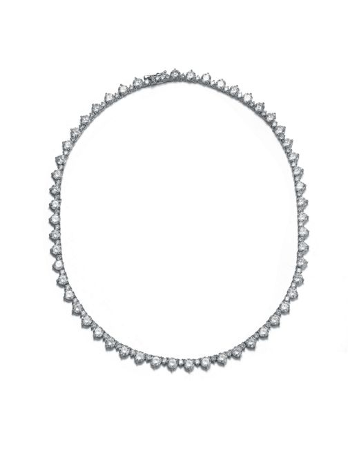 Rachel Glauber White Gold Plated with Cubic Zirconia Tennis Chain Necklace