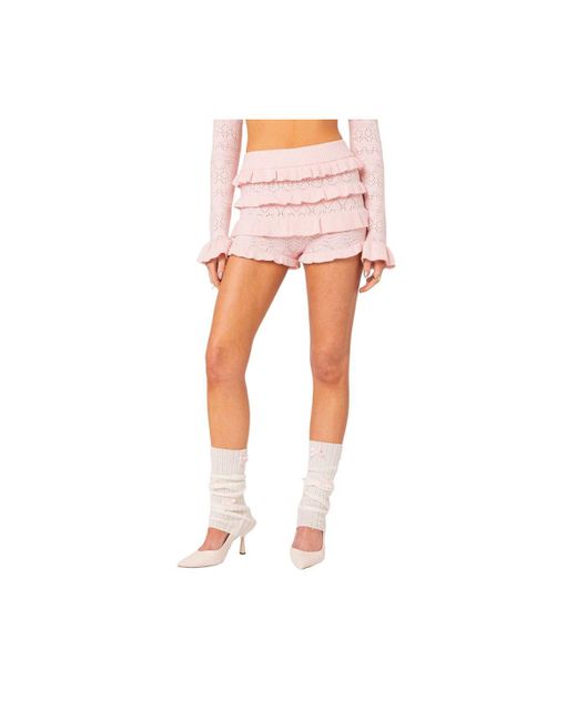 Edikted Lindsay Ruffle Knitted Shorts