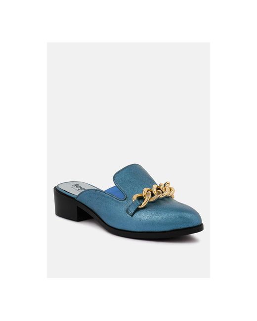 Rag & Co Aksa Chain Embellished Leather Mules