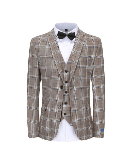 Braveman 3-Piece Checkered Plaid Slim Fit Suit