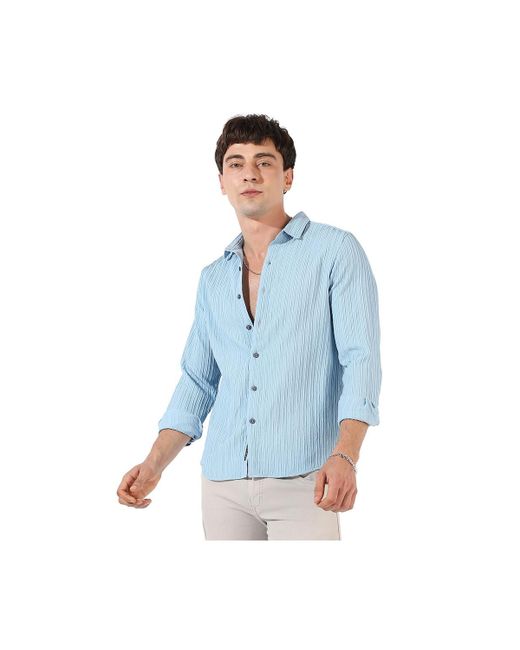 Campus Sutra Textured Regular Fit Casual Shirt