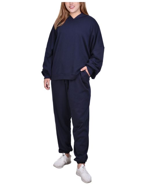 Ny Collection Plus Long Sleeve Hooded Sweatshirt and Jogger Pants 2 Piece Set