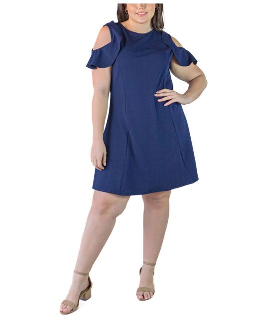 24seven Comfort Apparel Plus Ruffle A-line Knee Length Dress