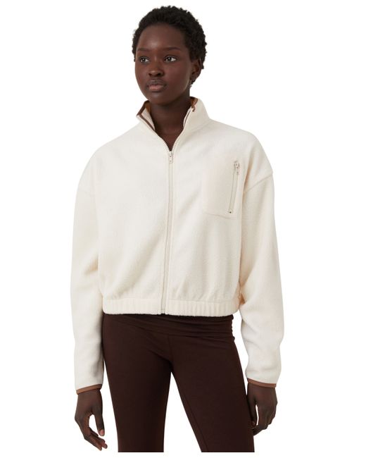 Cotton On Teddy Fleece Cropped Zip Through Sweater