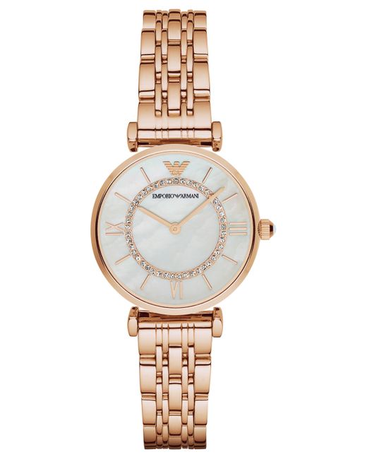 Emporio Armani Rose Gold-Tone Stainless Steel Bracelet Watch 32mm