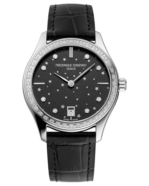 Frederique Constant Swiss Classic Diamond 3/8 ct. t.w. Leather Strap Watch 36mm