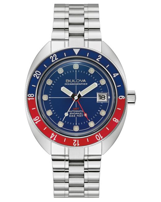 Bulova Automatic Oceanographer Gmt Stainless Steel Bracelet Watch 41mm