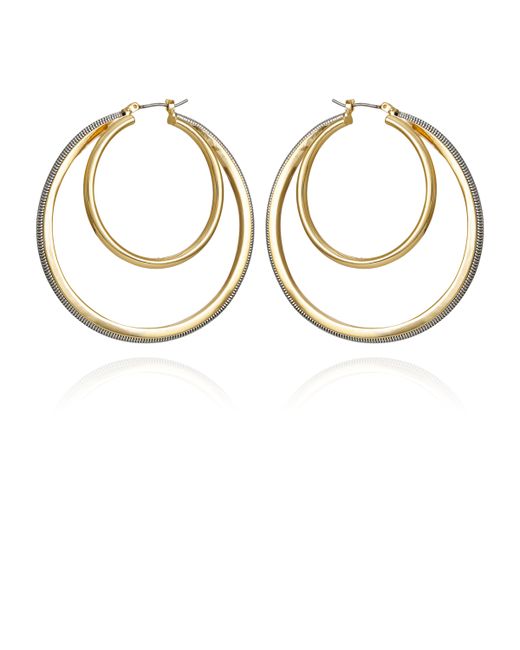Vince Camuto Two-Tone Double Hoop Earrings Silver
