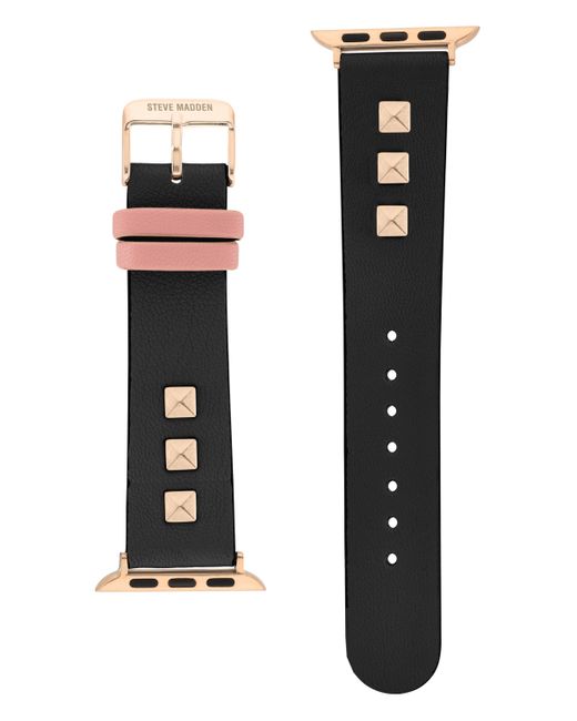 Steve Madden and Pink Faux Leather Stud Accented Band Compatible with 38/40/41mm Apple Watch Rose Gold-Tone