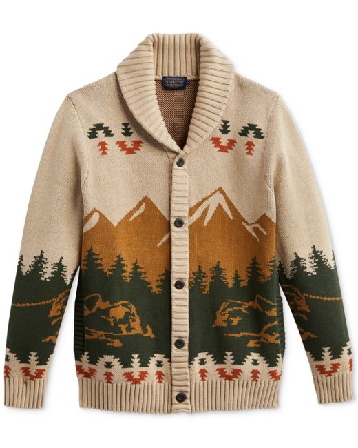 Pendleton Scenic Shawl-Collar Button-Front Cardigan Sweater