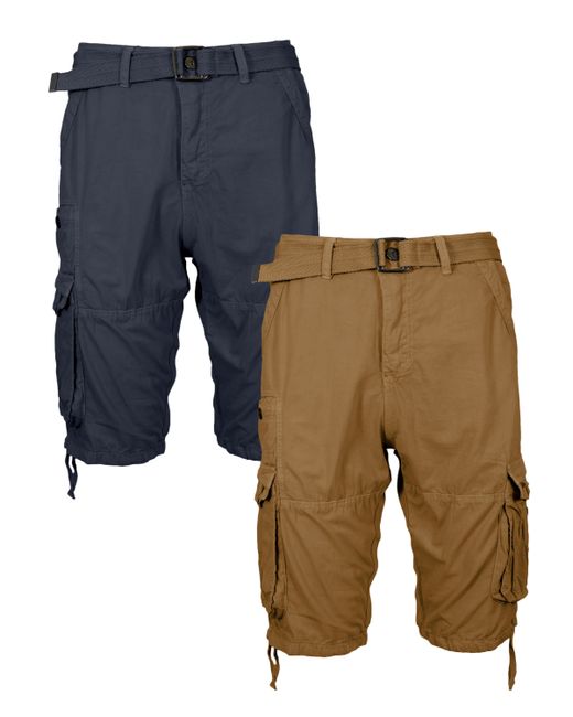 Blu Rock Vintage-Like Cotton Cargo Belted Shorts Pack of 2