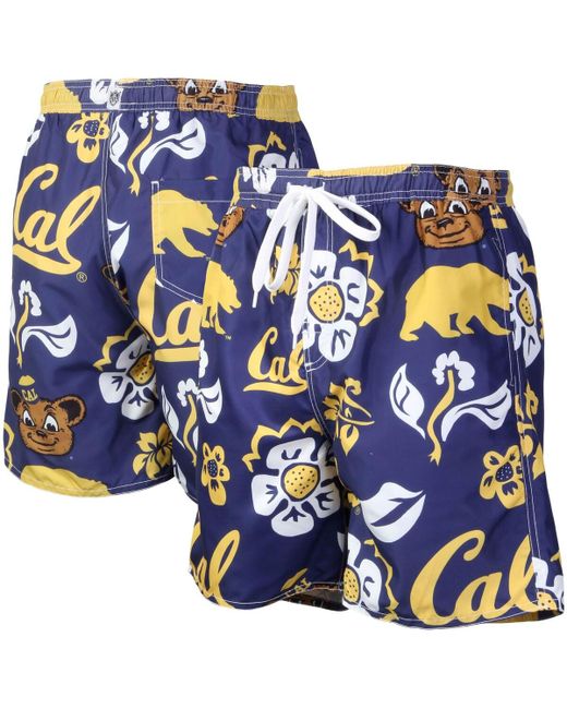 Wes & Willy Cal Bears Floral Volley Logo Swim Trunks