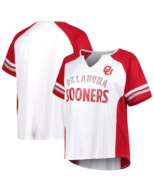 Profile Oklahoma Sooners Plus Stripe Raglan Notch Neck T-shirt