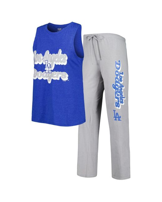 Concepts Sport and Royal Los Angeles Dodgers Wordmark Meter Muscle Tank Top Pants Sleep Set