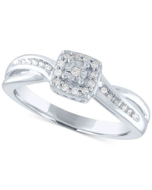 Promised Love Diamond Square Cluster Promise Ring 1/10 ct. t.w.