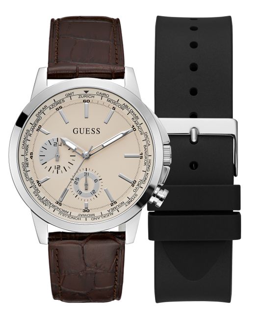 Guess Multi-Function Genuine Leather Watch 44mm Gift Set
