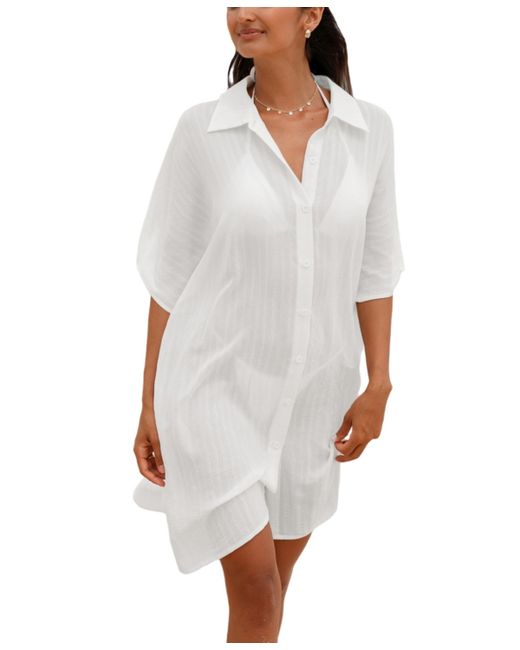 Cupshe Dolman Sleeve Button Cover-Up Dress