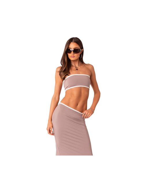 Edikted Strapless Crop Top With Contrast Binding