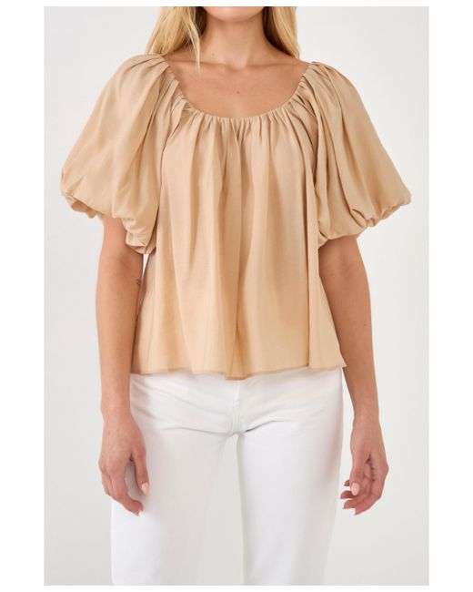 Endless Rose Pleated Puff Sleeve Top