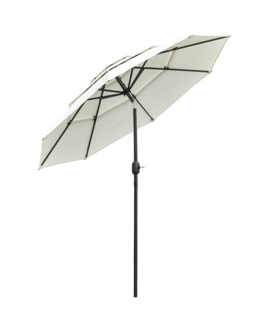 Outsunny 104.25 3-Tier Patio Umbrella Outdoor Market with Crank and Push Button Tilt for Deck Backyard Lawn