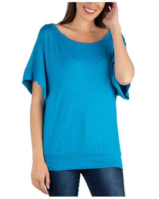 24seven Comfort Apparel Loose Fit Dolman Top with Wide Sleeves