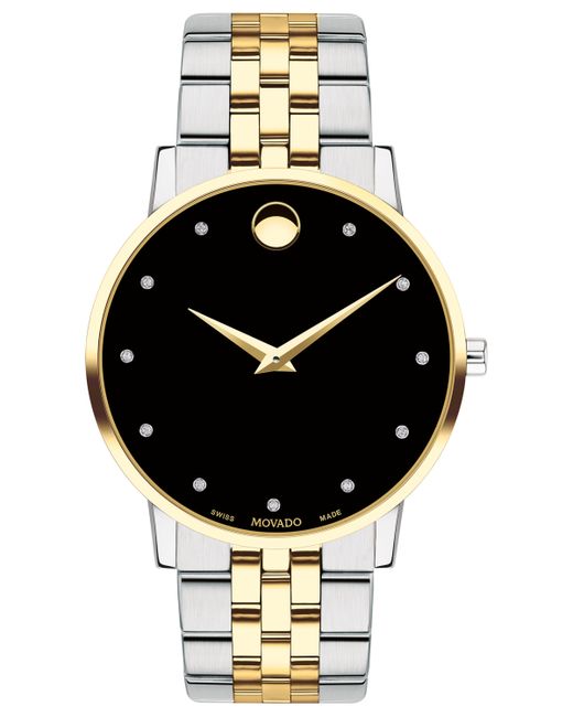 Movado Swiss Museum Classic Diamond-Accent Two-Tone Pvd Stainless Steel Bracelet Watch 40mm