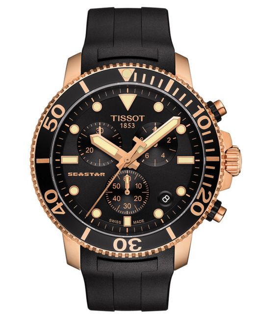 Tissot Swiss Chronograph Seastar 1000 Rubber Strap Diver Watch 45.5mm