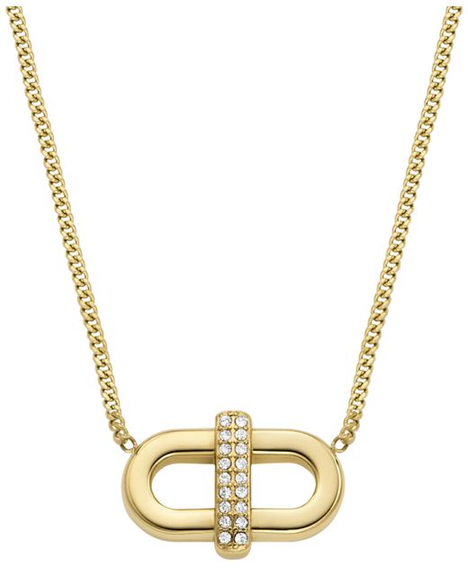 Fossil Heritage D-Link Glitz Tone Stainless Steel Chain Necklace