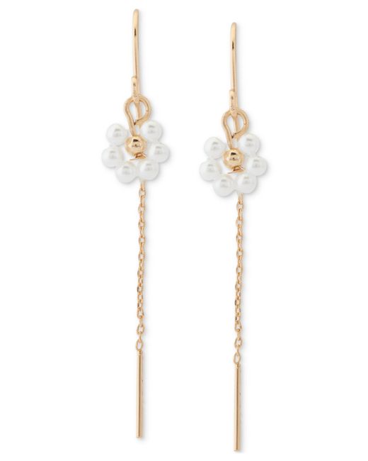Lucky Brand Tone Imitation Pearl Daisy Threader Earrings