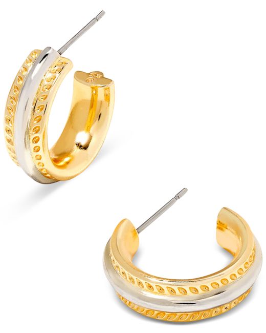 Kendra Scott 14k Gold-Plated Rhodium-Plated Small Signature Hoofprint Trim Huggie Hoop Earrings 0.66