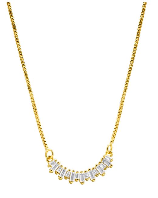 Adornia 14K Plated Crystal Curved Bar Necklace