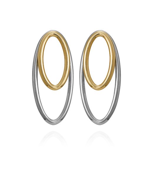 Vince Camuto Two-Tone Double Oval Hoop Earrings Silver