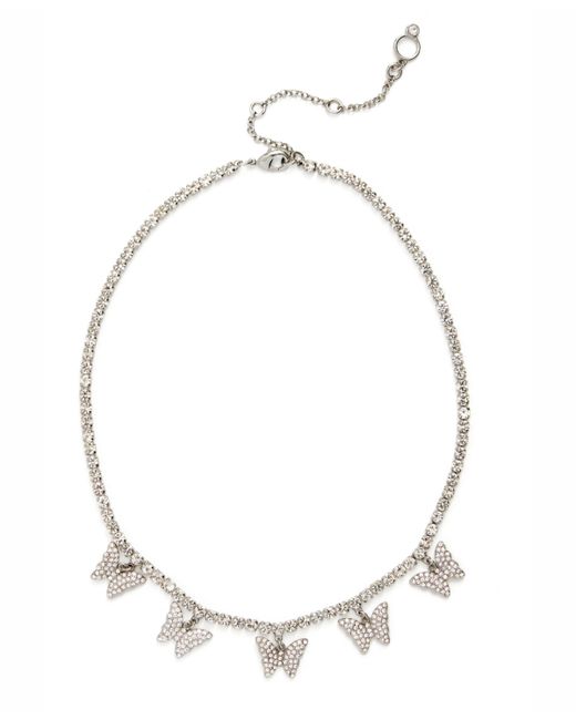 Kleinfeld Faux Stone Pave Butterfly Bib Necklace Rhodium