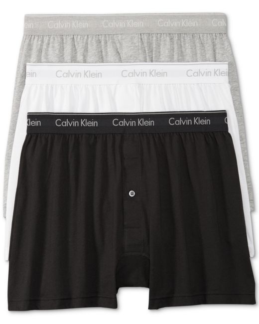 Calvin Klein 3-Pack Cotton Classics Knit Boxers Underwear White Grey