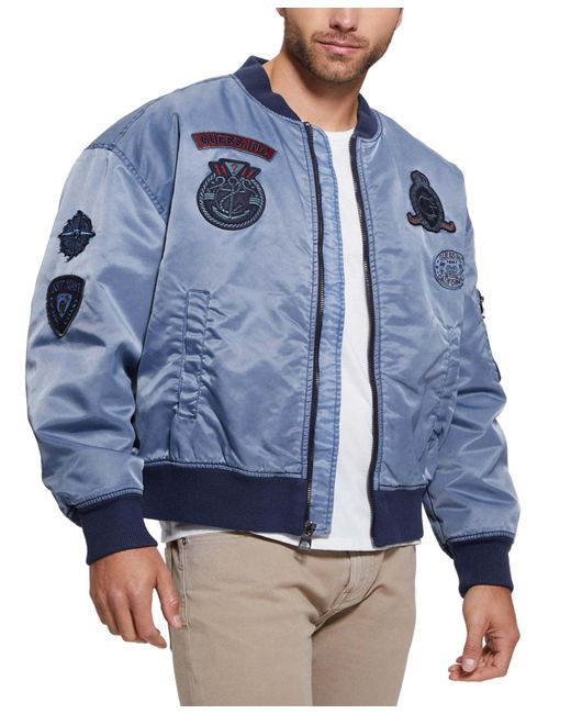 Guess Ace Embroidered Patch Full-Zip Bomber Jacket