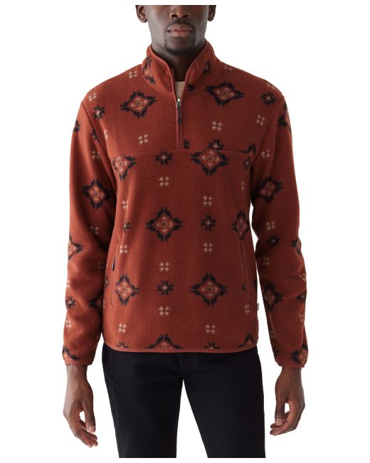 Frank And Oak Relaxed Fit Half-Zip Long Sleeve Geo Pattern Sweatshirt