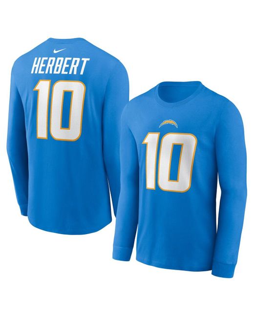 Nike Justin Herbert Los Angeles Chargers Player Name and Number Long Sleeve T-shirt