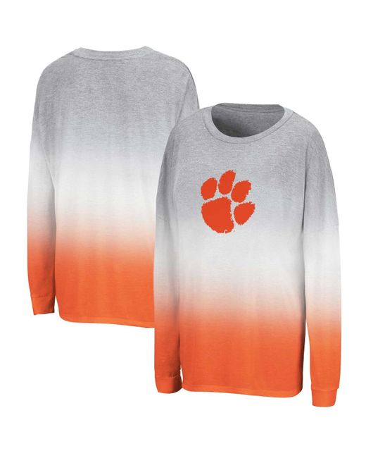 Colosseum Heather Orange Clemson Tigers Winkle Dip-Dye Long Sleeve T-shirt