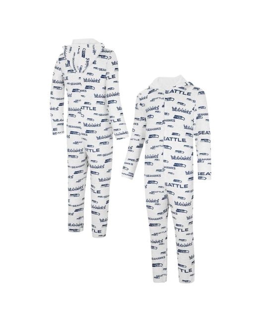 Concepts Sport Seattle Seahawks Allover Print Docket Union Full-Zip Hooded Pajama Suit