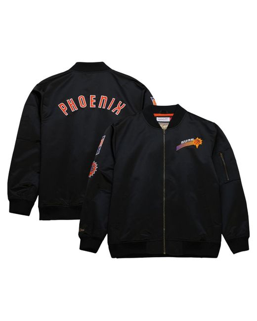 Mitchell & Ness Distressed Phoenix Suns Hardwood Classics Vintage-Like Logo Full-Zip Bomber Jacket