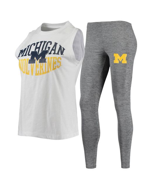 Concepts Sport White Michigan Wolverines Tank Top and Leggings Sleep Set