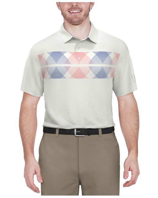 PGA Tour Argyle Print Short Sleeve Golf Polo Shirt