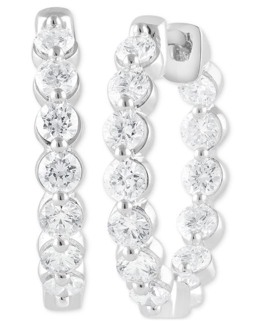 Badgley Mischka Lab Grown Diamond Bezel Out Small Hoop Earrings 2 ct. t.w. 14k Gold