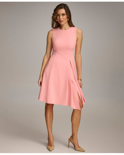 Donna Karan Jewel-Neck A-Line Midi Dress